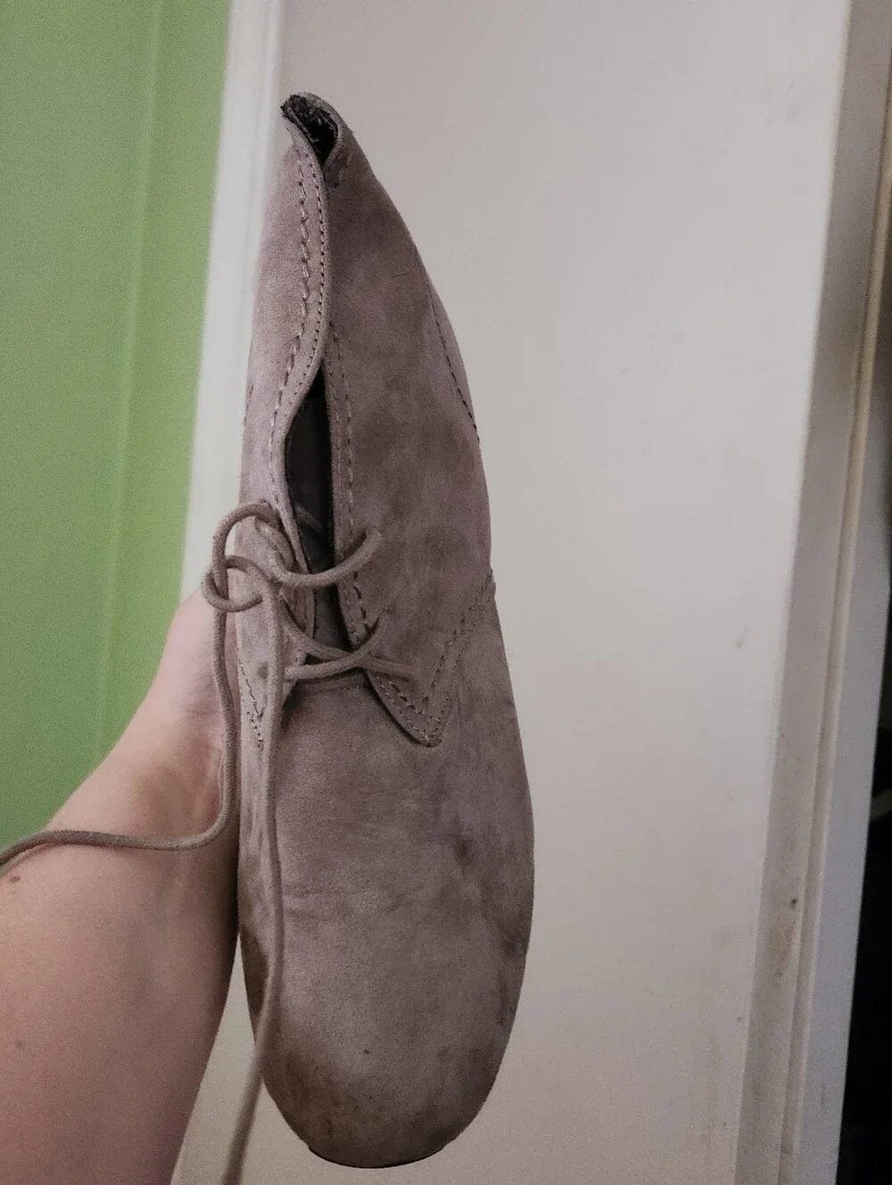 Wedge Lace-Up Ankle Boot in Taupe